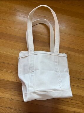 Vintage L.L. Bean boat and tote zip-top natural raw canvas long straps RARE